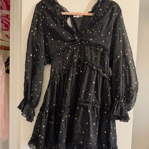 Entro Black Dress with Gold Star Accents
